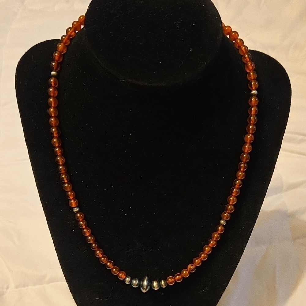 Native Made Baltic Amber And Navajo Pearl Necklace